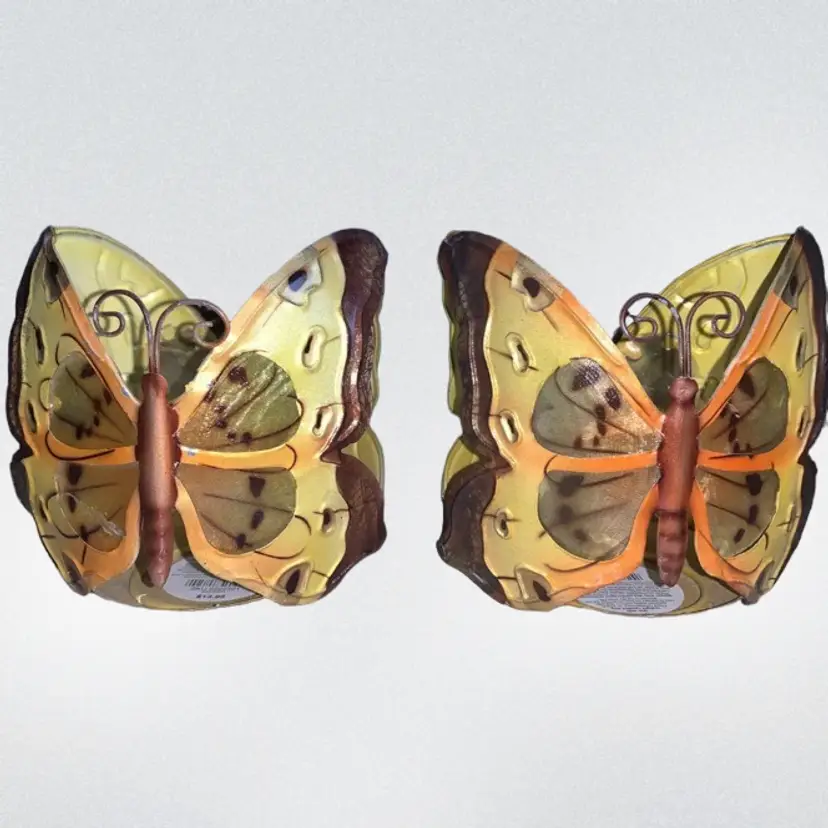 Metal Butterfly Tealight Candle Holders (pair) Tin 3D Lightweight