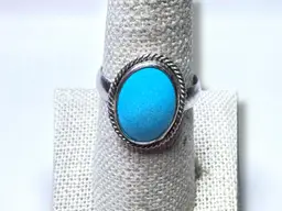 Sterling Silver & Turquoise Ring Size 8 - Tested Metal Guaranteed