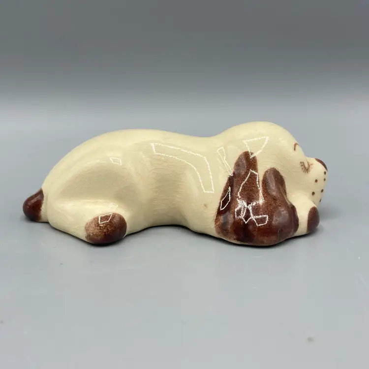 Vintage Miniature Sleeping Hound Dog Figurine