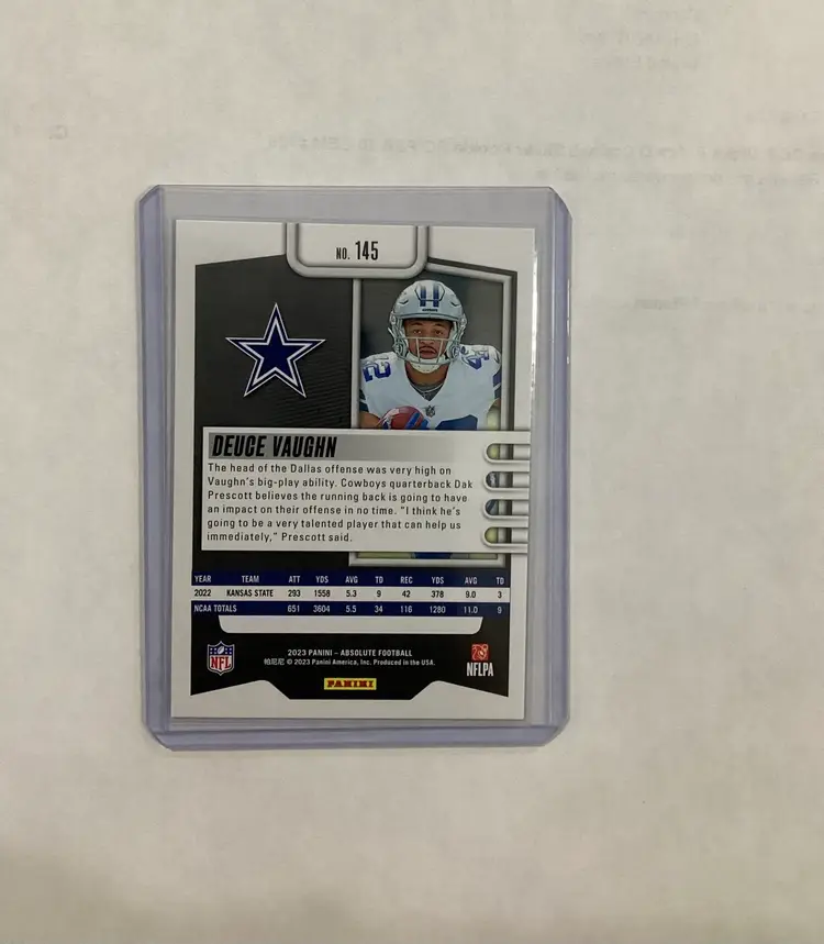 Deuce Vaughn 2023 Panini Absolute Football Rookie RC #145 Dallas Cowboys