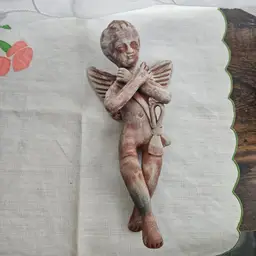 Mexican Folk Art Clay Terra Cotta Cherub Angel Wall Hanging 11"