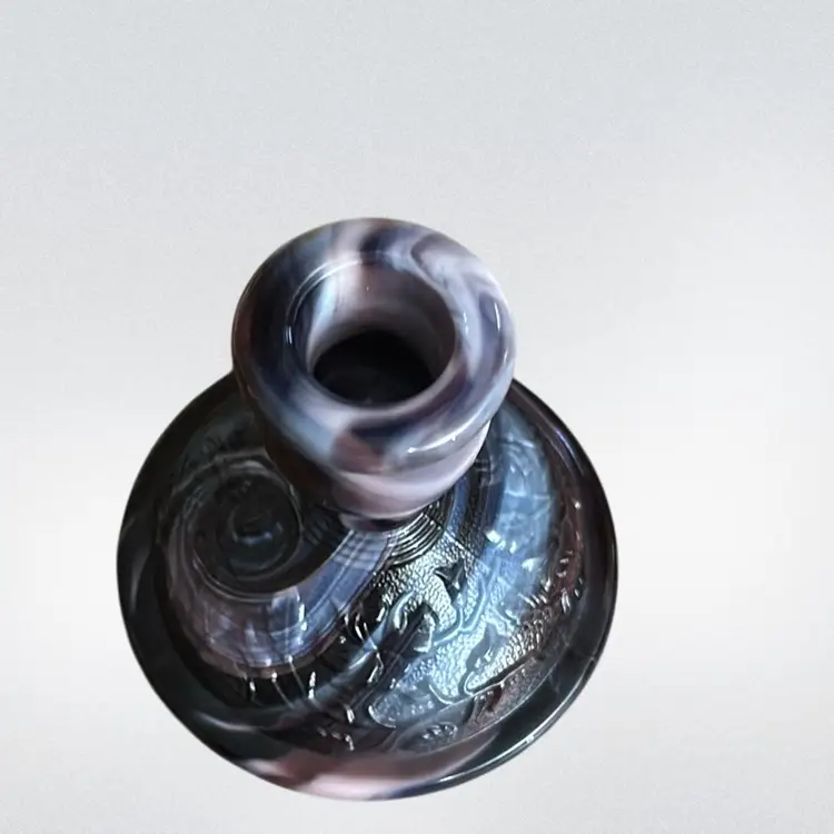 G- Imperial Shiny Purple Slag Glass Candle Stick Holder