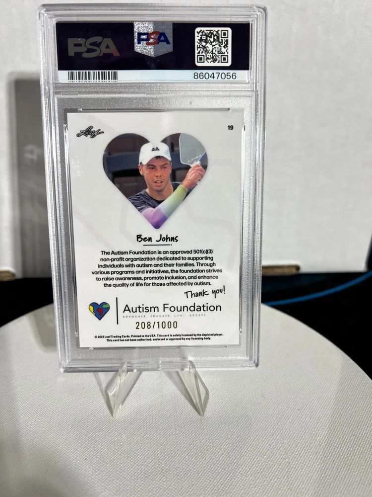 POP 4! 2023 Leaf Autism Foundation Ben Johns Pickleball #19! PSA 10-GEM MT! RARE