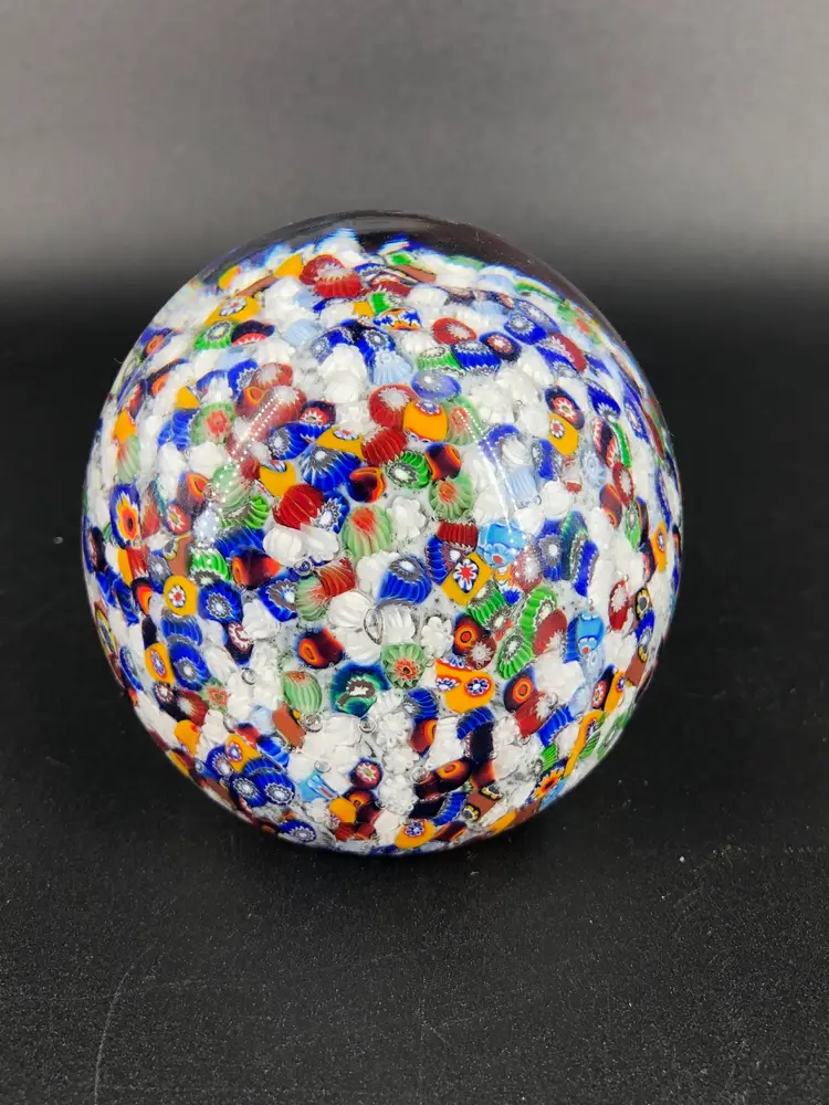 Gentile Glass Hand-Blown Millefiori Paperweight