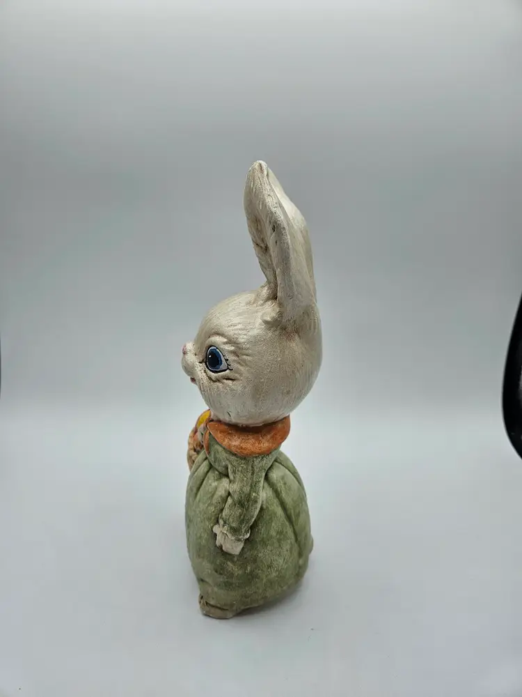 Ceramic Hobbiest Easter Bunny w/Basket 10" x 4" Bubbling