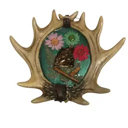 Real Butterfly And Antler Resin Wall Art Decoration