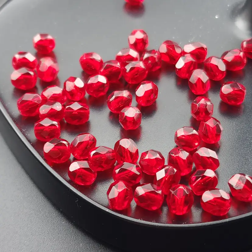 50pcs 6MM Czech Glass Beads, red #BC169