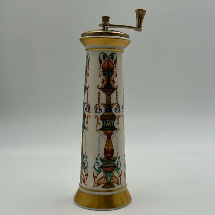 VTG Lenox Lido Porcelain Pepper Mill Grinder 24K Gold Hand Decorated