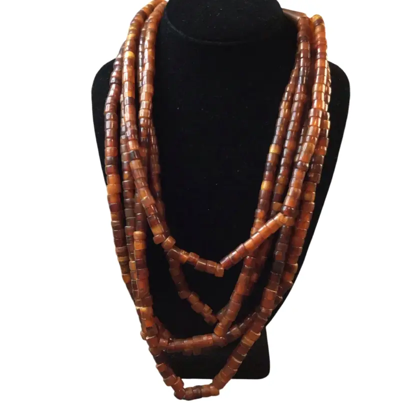 Gerda Lynggaard for Monies multi strand natural polished Horn Bead Necklace