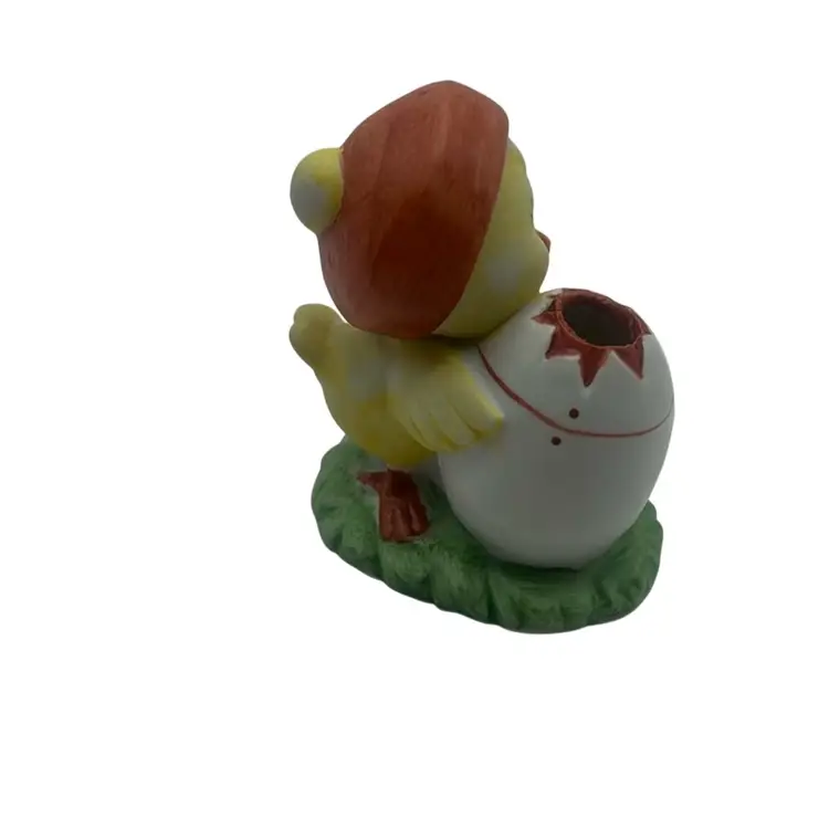 Vintage Lefton Porcelain Chick With An Egg, 3” Tall