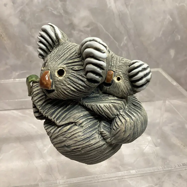 Vintage 1979 Artesania Rinconada Koala w/Baby Earthenware Ceramic Figure Signed