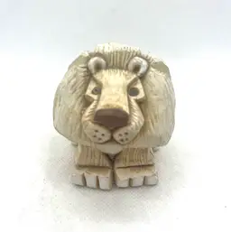 Vintage Artesania Rinconada hand carved clay lion figurine from Uruguay