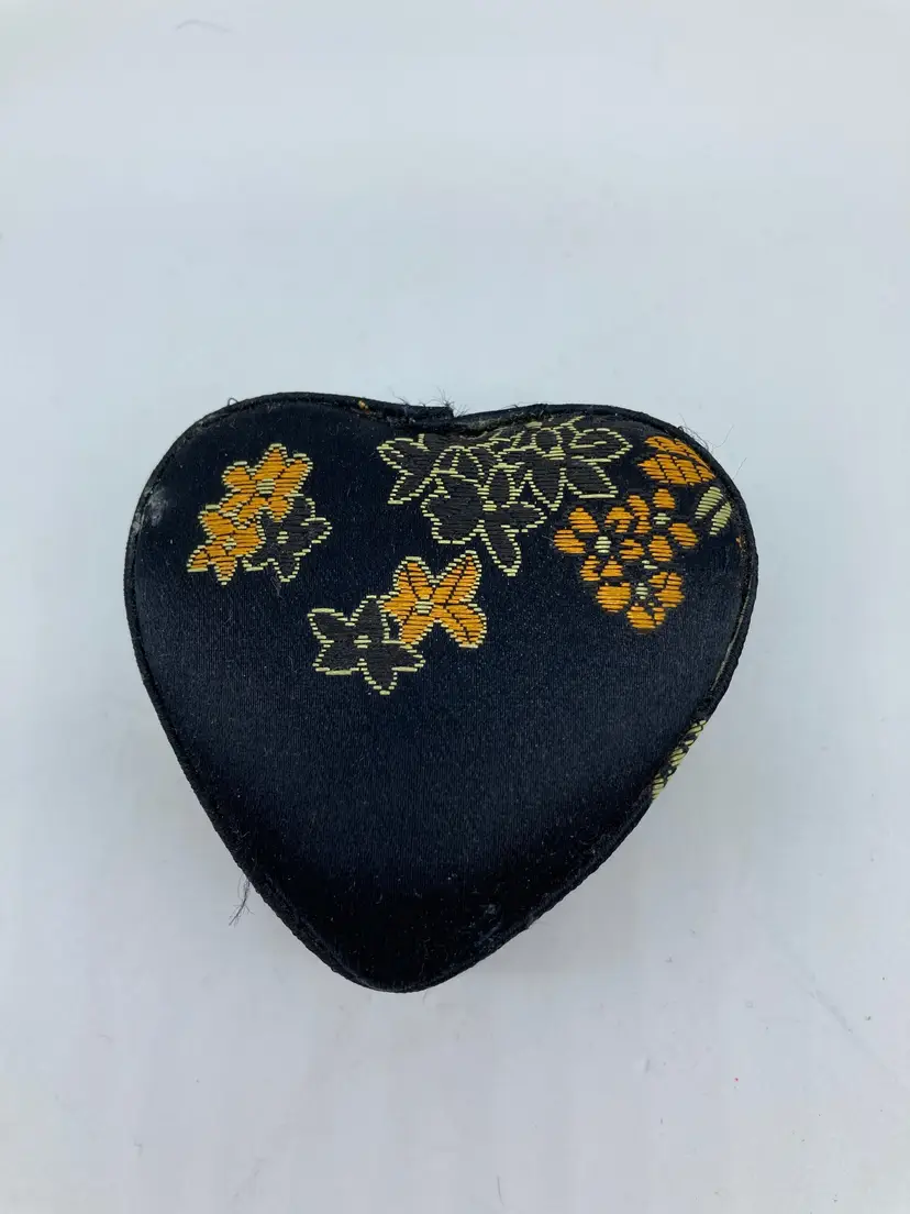 Black Silk Small Trinket Box in Heart Shape