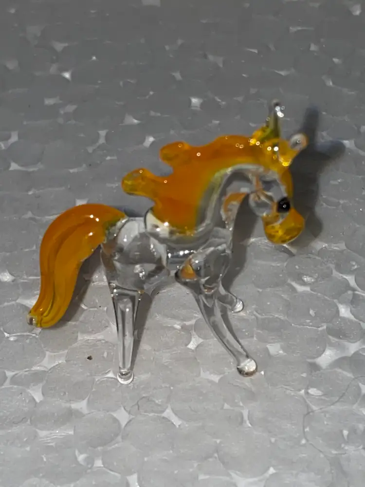 #01 25% Off In From Ukraine Miniature (1 To 1.5") Blown Glass  Amber And Black Cat Front And Back Photos (was $8)