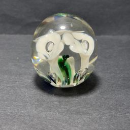 #1490 Vintage, 3”, Joe St Clair, White Cala Lily Paperweight