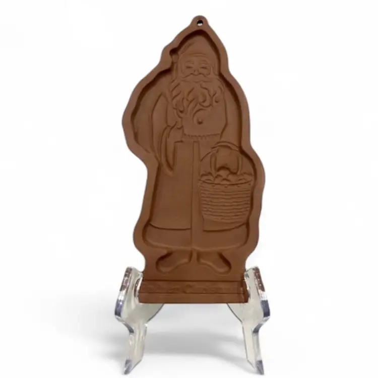 Vintage 1990 Father Christmas Longaberger Pottery Cookie Mold w/ Box & Recipes
