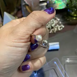 #04 Pandora Sterling Silver 925 Ring, Size 8.5 Genuine Pearls