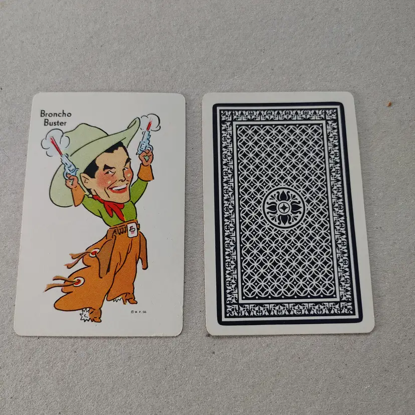 1 single swap card. Old Maid by Whitman. 1940-1950. Broncho Buster.