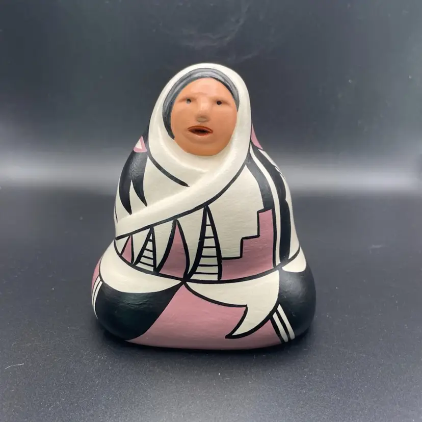 Native American Pottery Storyteller Figurine Signed Jay Rita Tucson AZ Handmade