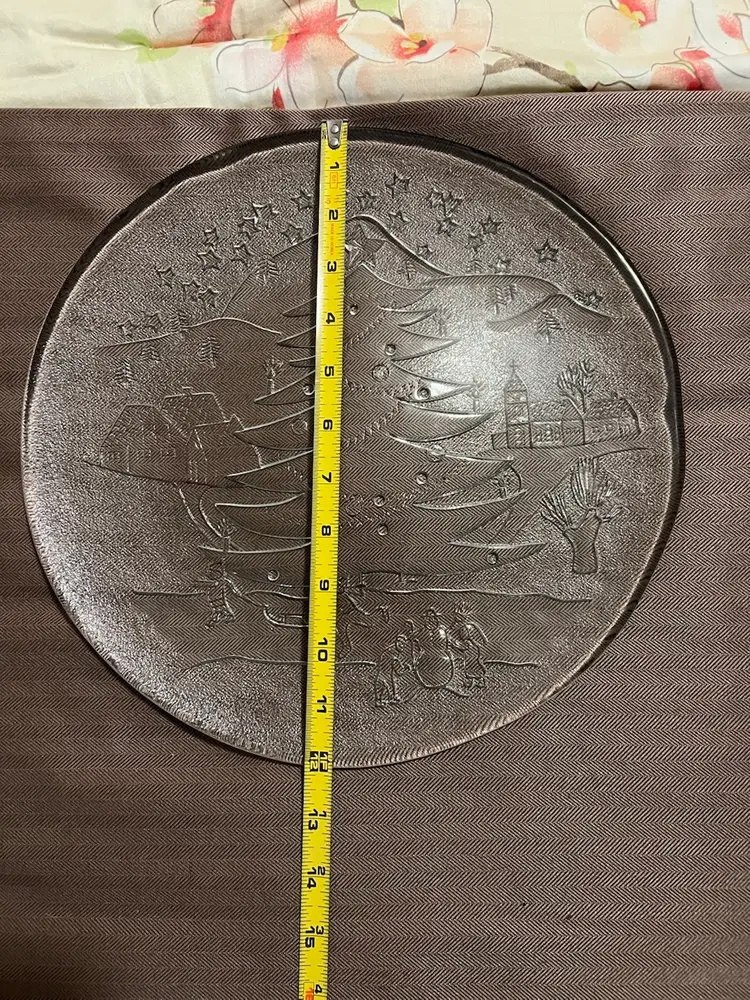 Serving Dish Cookie Platter Glass Embossed Christmas Tree Stars