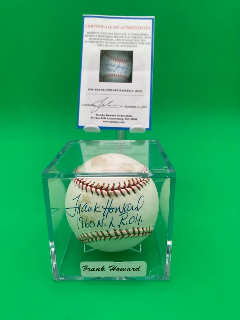 Frank Howard 1960 N.L. R.O.Y. Autographed Major League Baseball w/ COA & Case