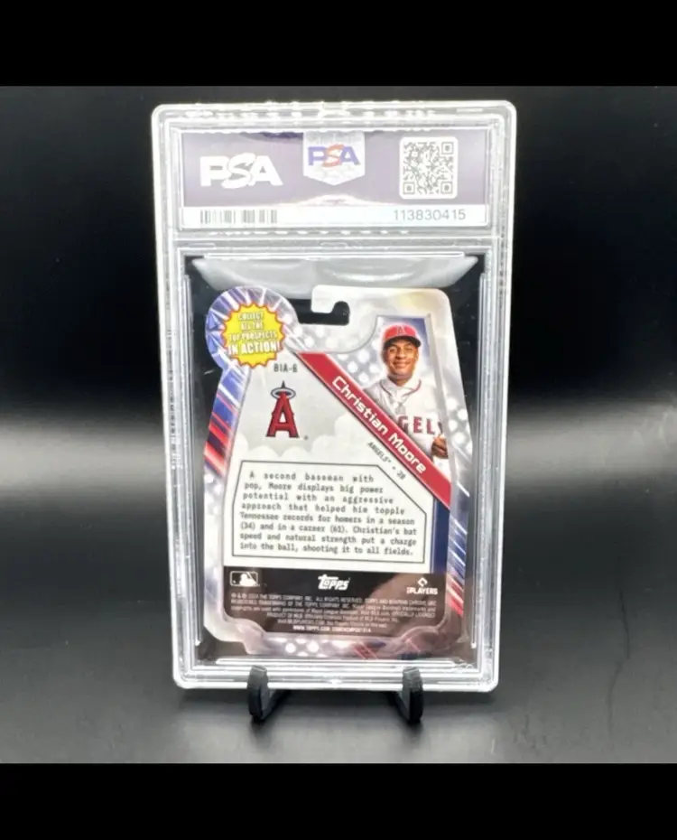 Topps Bowman Draft 2024 Christian Moore #BIA-6 Green Refractor /99 PSA 9 Angels