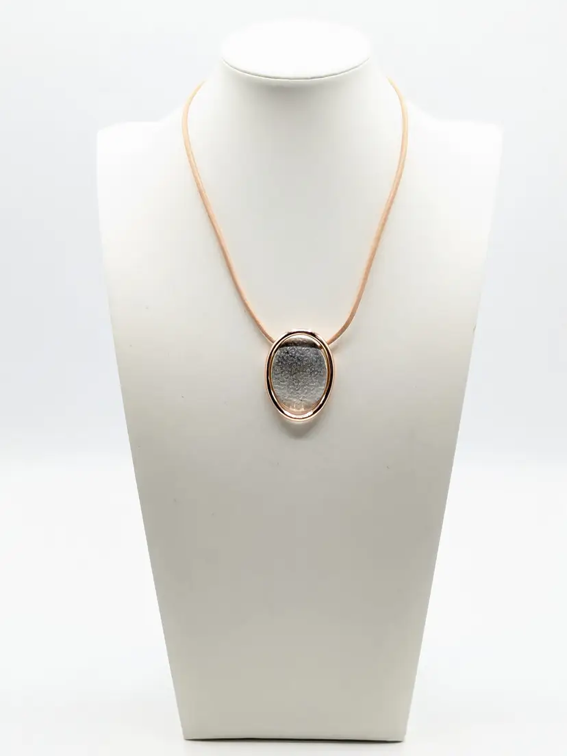 Love Ashley Gold Tone White Articulated Pendant Pink Cord Necklace