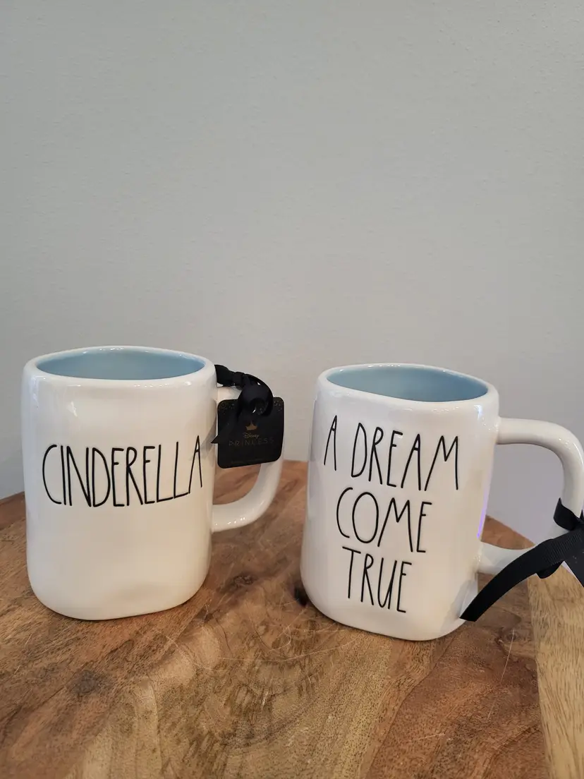 Rae Dunn CINDERELLA A DREAM COME TRUE Disney Princess Coffee Mug Set New