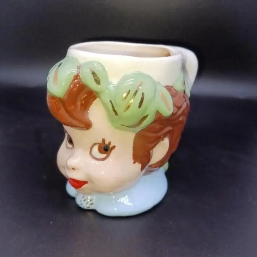 Vintage Kleine Co. hand painted ceramic Peter Pan/elf mug
