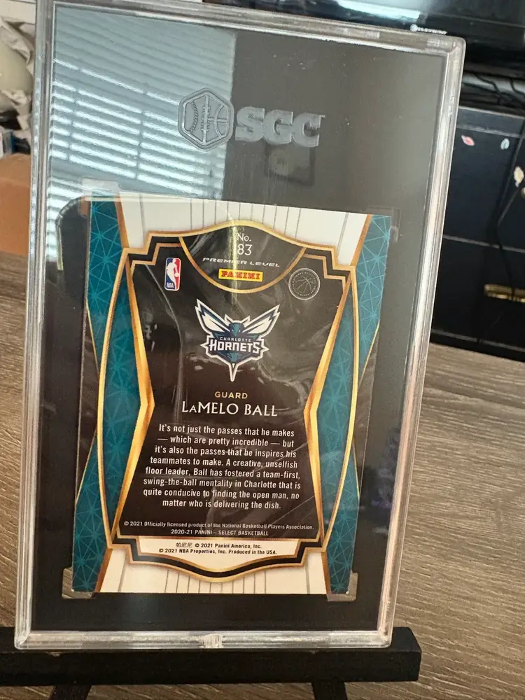 Lamelo Ball 2020-21 Panini Select Premier Level RC Rookie SGC 9 NBA Basketball Card Charlotte Horners (A2)