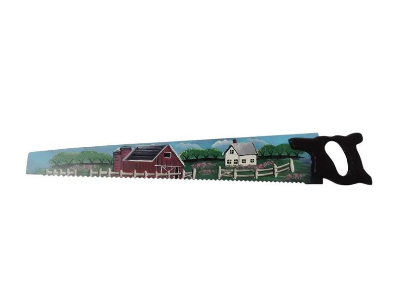 Handpainted Decorative Hand Saw Magnet 12" Barn Country Scene Byrnes Woodcrafter