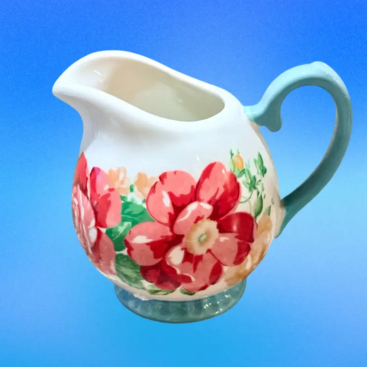 Hi Vintage Retired Pioneer Woman Flea Market Floral Mini Stoneware Creamer Pitcher Country Core