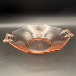 Pink Depression Glass Bowl with Handles - UV Glows
