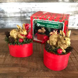 Christmas Around The World Snow Bunny Ornaments Vintage In Box Set Of 2 Nature