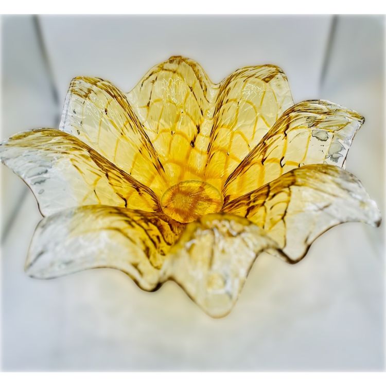 19”x5” Art Glass Sunflower Decorative Bowl- Gorgeous