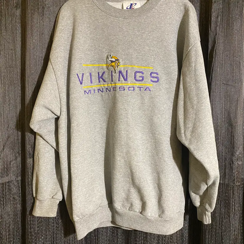 Logo Athletics Men's XL 90's Gray NFL Minnesota Vikings Crew Neck Sweatshirt