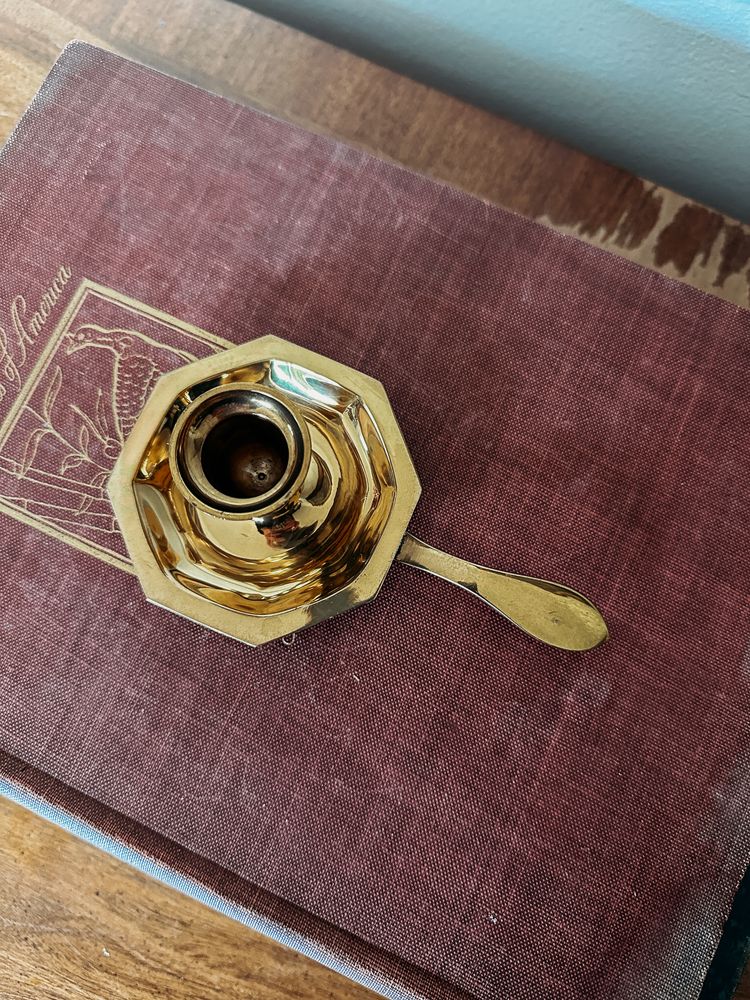 Vintage Brass Candlestick Holder with Handle