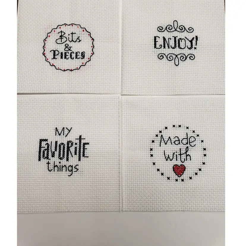 New lot Of Four Cross-stitched Jar Toppers