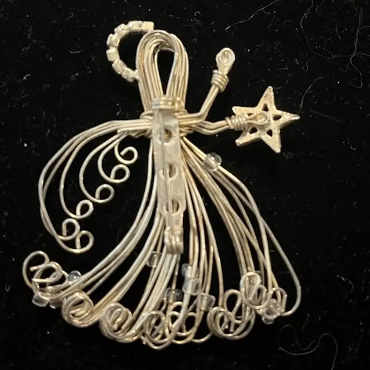Vintage Silver Wire Angel Brooch