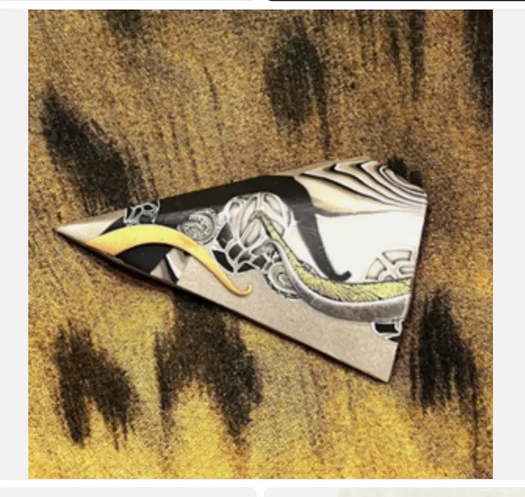 Vintage 1990s Artisan Brooch Pin Abstract Multicolor Signed Metallic