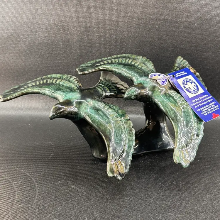 Canadian Made Blue Mountain Pottery Double Sparrow Bird Sculpture