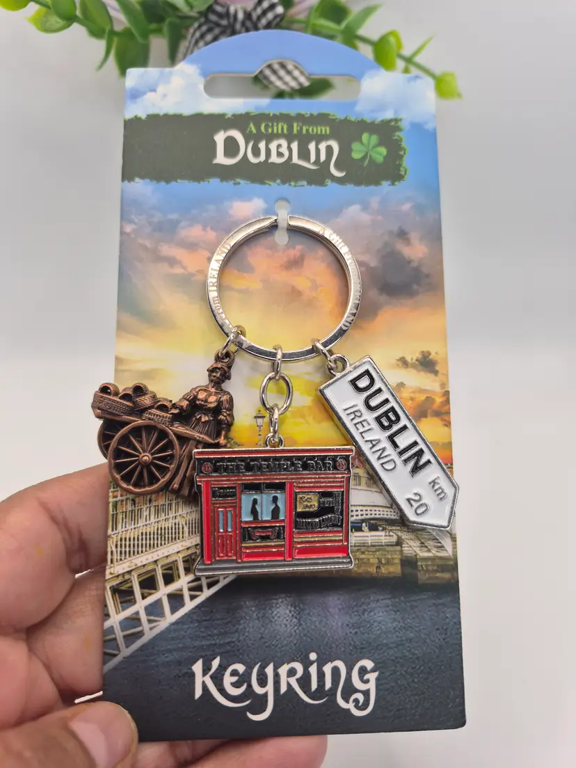 Dublin Ireland Keychain With 3 Charms New on Card