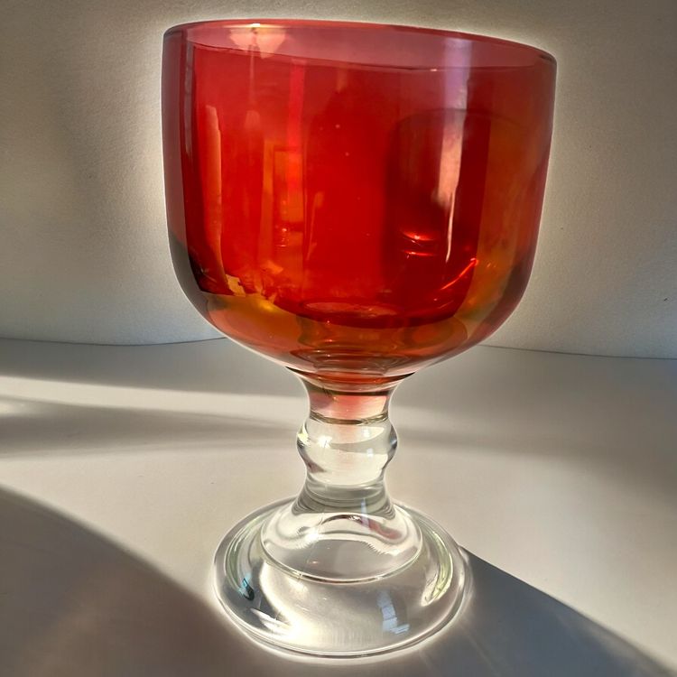 008a.  Vintage Large Ruby Red Flashed Goblet