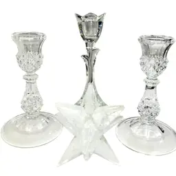 Vintage Tuscany Dutch Tulip, Starburst Rosenthal for Pier One, Cristal D' Arques Durand Longchamp 2, Candlestick Holders all Lead Crystal