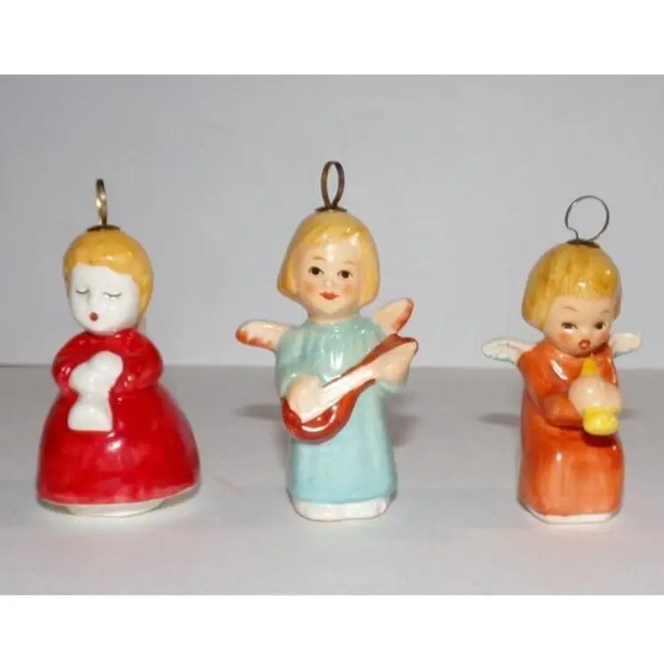 GOEBEL W GERMANY, VINTAGE Set of 3, PORCELAIN ANGEL 3" MINIATURE CHRISTMAS ORNAMENTS, Rare!