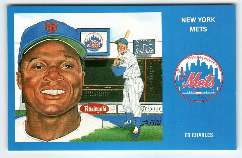 1969 NY Mets Baseball Postcard Susan Rini Ed Charles Unused Limited Edition
