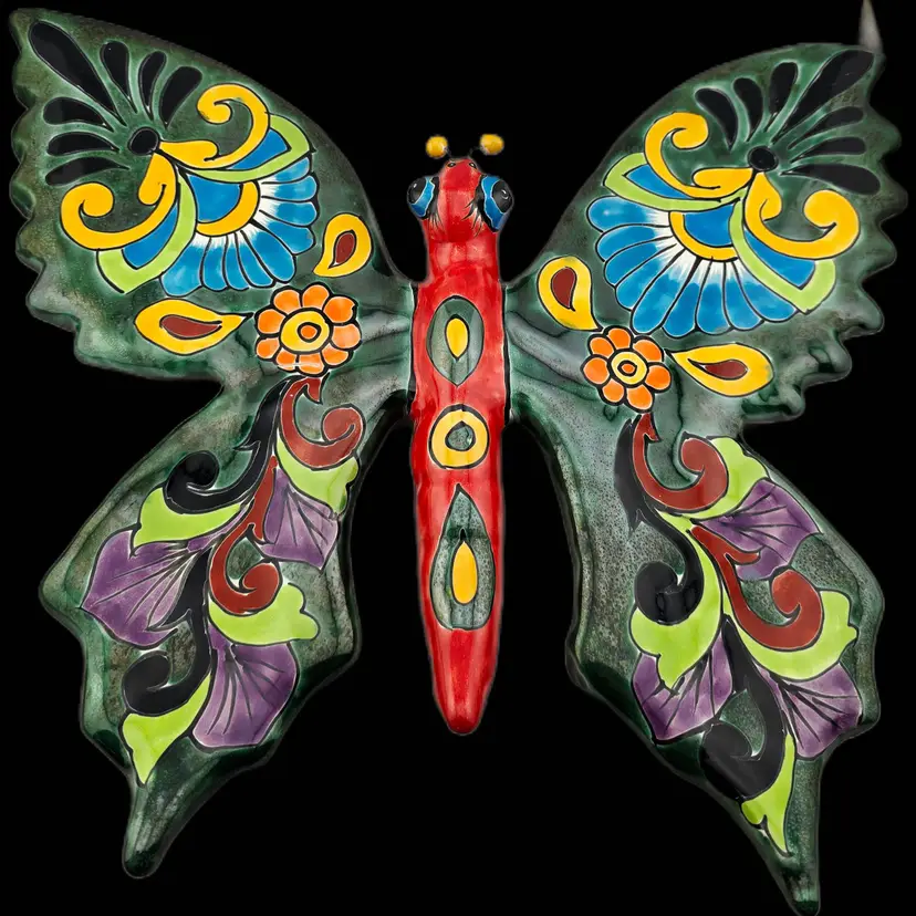Large Mexico Talavera Pottery Butterfly 14'x12 as is