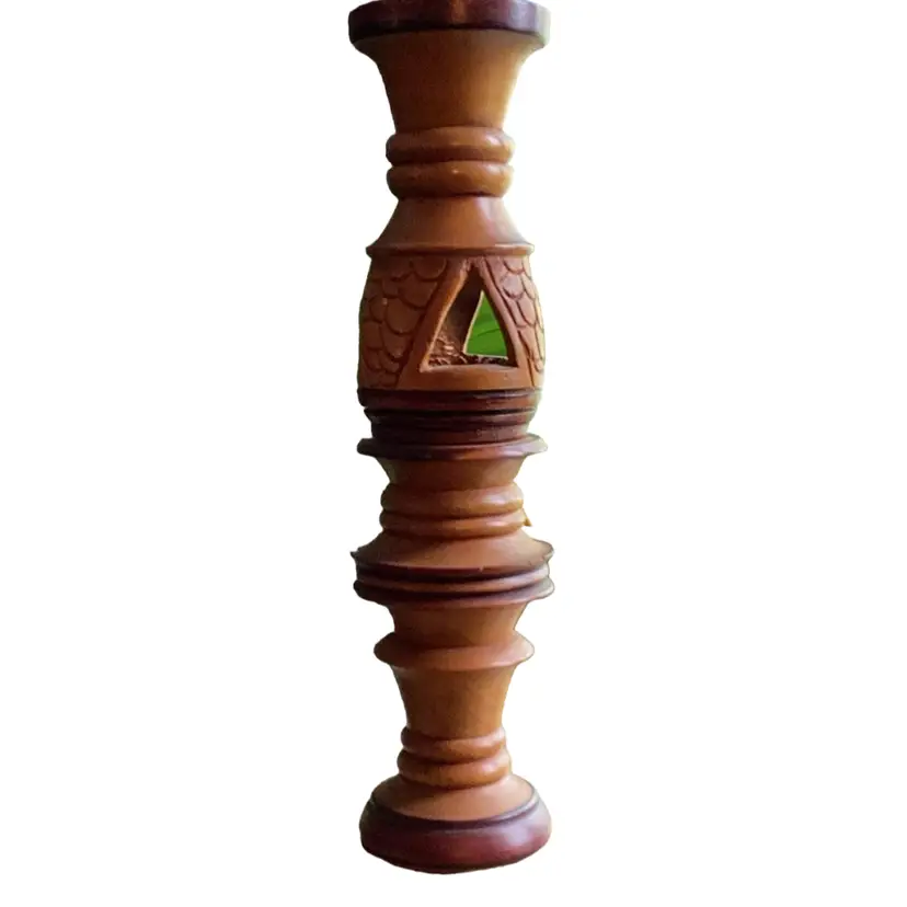 Turned Decorative Wooden Candlestick - 2 Pieces