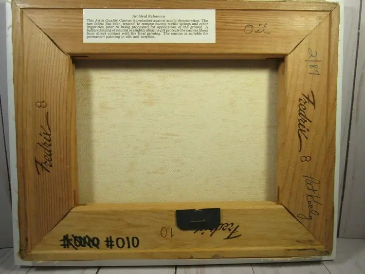 Original Oil Painting 8 x 10 "Boathouse Rocky Path" Canvas Framed Artist Pat Keely 1987