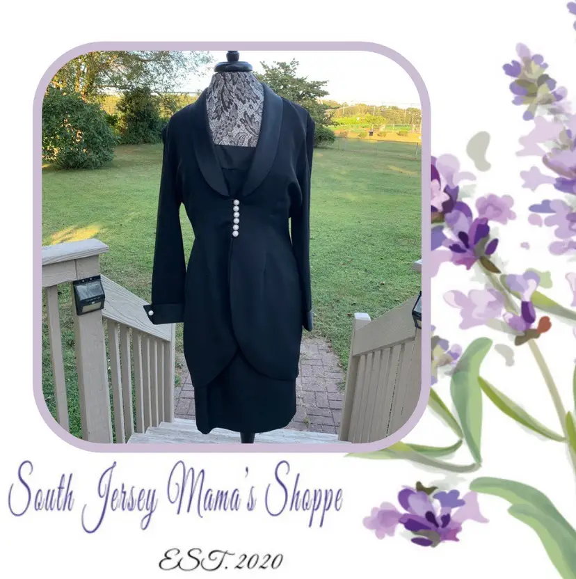 Vintage 1990s Size 12 J.R. Nites by Caliendo Tuxedo Jacket & Dress